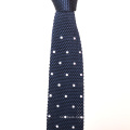 Fashion Skinny Embroidery White Dots Mens Knitted Ties Polyester